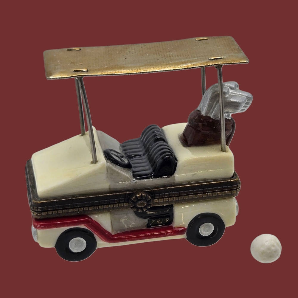 VTG Midwest of Cannon Falls PHB Golf Cart & Ball Porcelain Hinged Trinket Box
